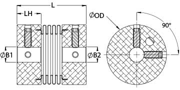 12mmx10mm Ruland Manufacturing Coupling MBS25-12-10-A Bellows Set Screw 12mmx10mm Ruland Manufacturing Coupling MBS25-12-10-A Bellows Set Screw