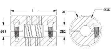 PSMR32-8-6-A Beam Coupling Set Screw Type 8mm Bore X 6mm Bore Ruland Manufacturing Co Inc PSMR32-8-6-A PSMR32-8-6-A Beam Coupling Set Screw Type 8mm Bore X 6mm Bore Ruland Manufacturing Co Inc PSMR32-8-6-A