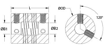 PSMR19-5-3-SS 4 Beam Set Screw Ruland Manufacturing Coupling 5mmx3mm 